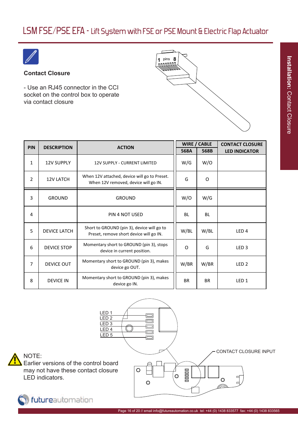 Lsm fse/pse efa | Future Automation LSM-FSE User Manual | Page 17 / 22