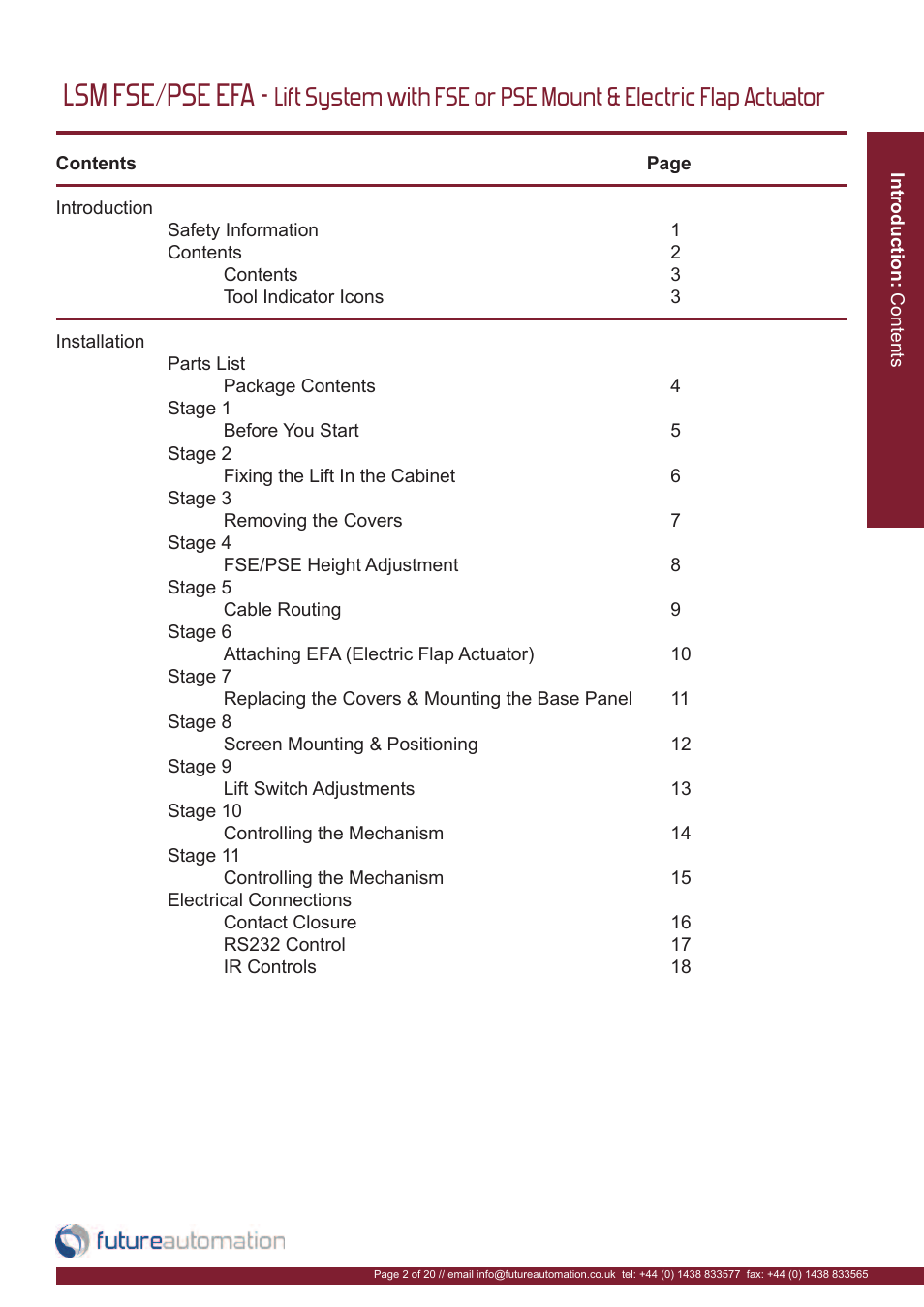 Lsm fse/pse efa | Future Automation LSM-FSE User Manual | Page 3 / 22