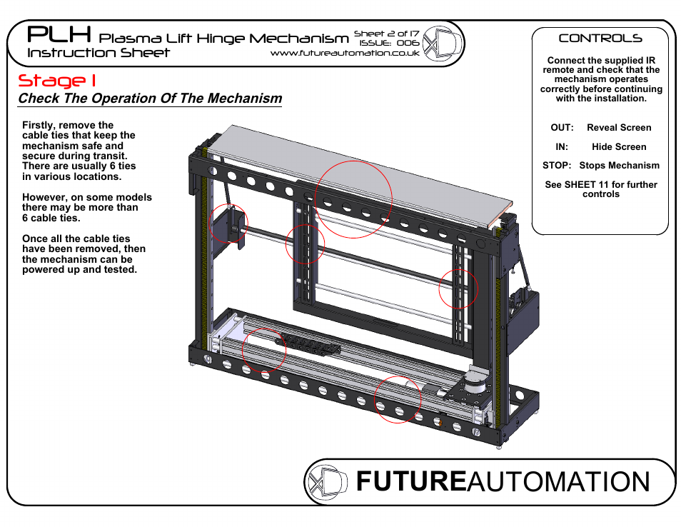 Sheet3, Drawing view67, Future automation plh | Stage 1, Plasma lift hinge mechanism instruction sheet | Future Automation PLH User Manual | Page 3 / 18
