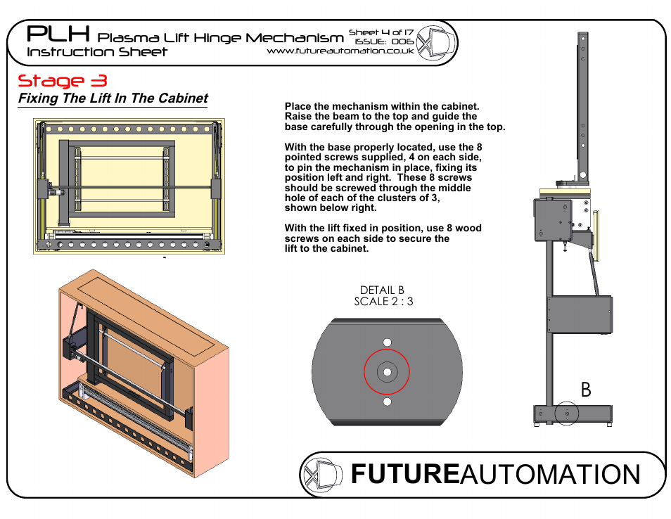 Sheet5, Drawing view70, Drawing view72 | Drawing view73, Detail view b (2 : 3), Future automation plh, Stage 3 | Future Automation PLH User Manual | Page 5 / 18