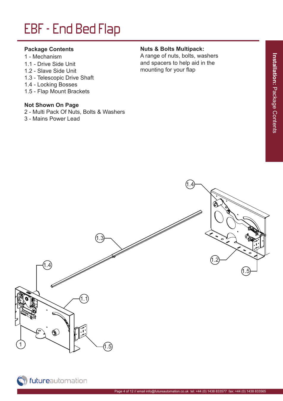Ebf - end bed flap | Future Automation UBL User Manual | Page 5 / 14