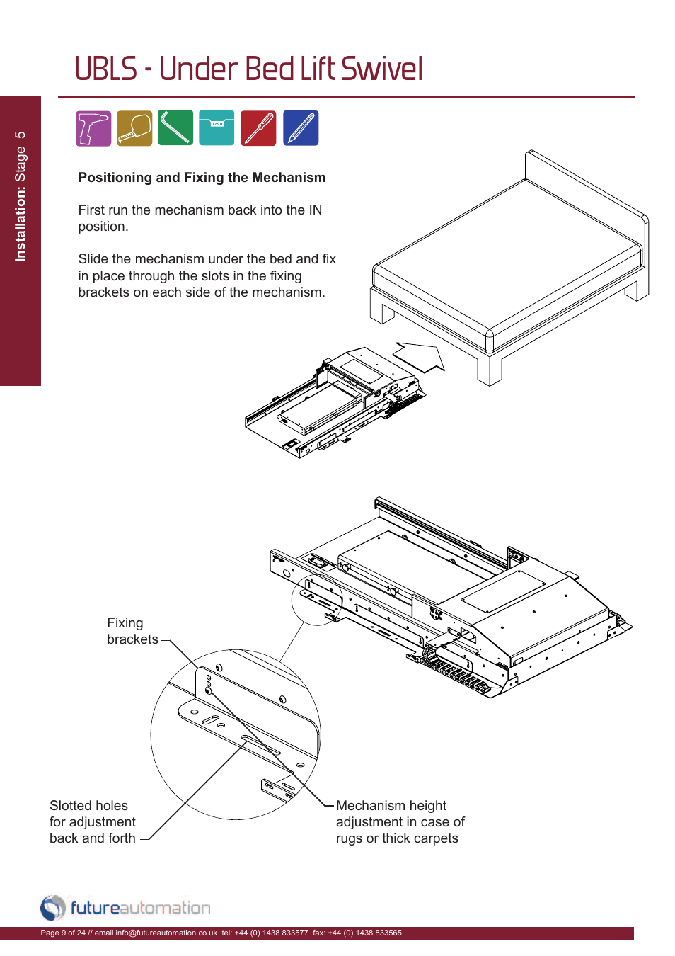 Ubls - under bed lift swivel | Future Automation UBLS User Manual | Page 10 / 26
