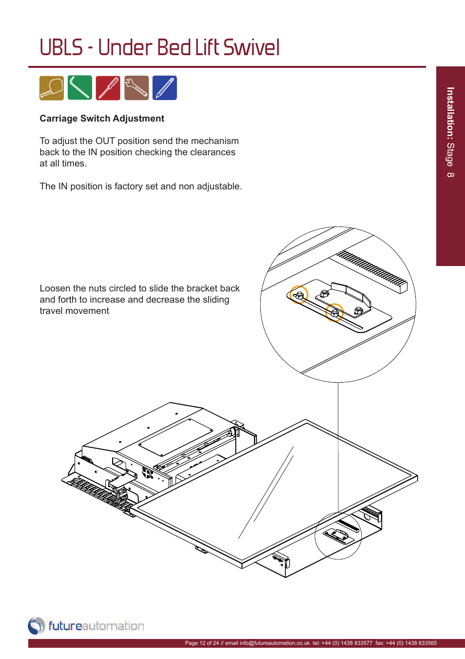 Ubls - under bed lift swivel | Future Automation UBLS User Manual | Page 13 / 26