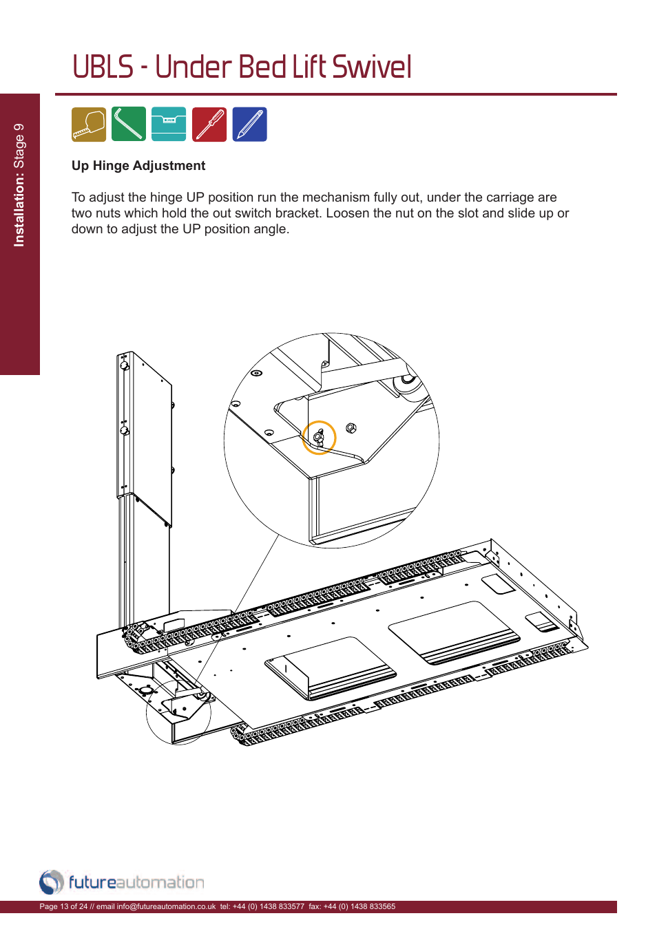 Ubls - under bed lift swivel | Future Automation UBLS User Manual | Page 14 / 26