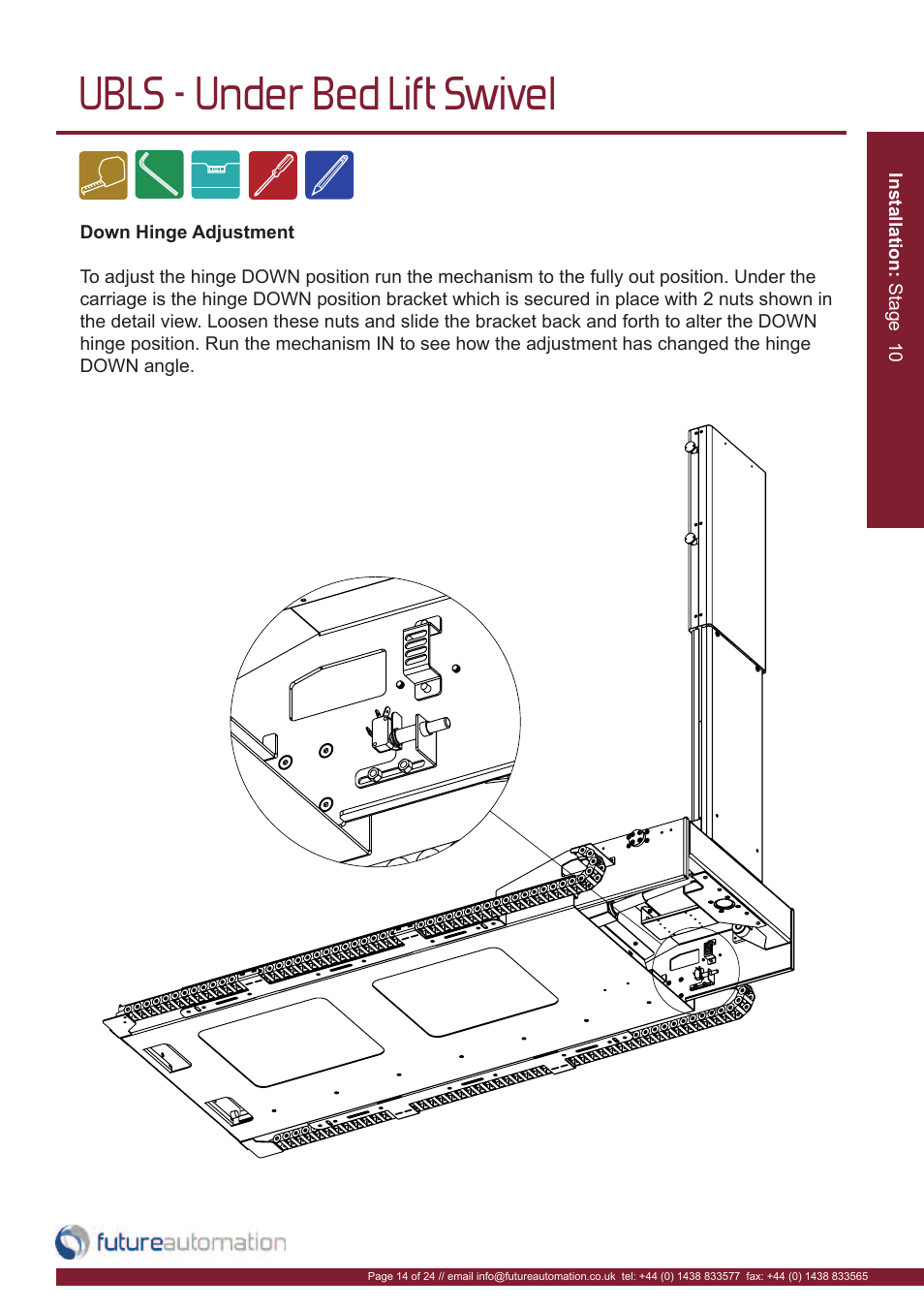 Ubls - under bed lift swivel | Future Automation UBLS User Manual | Page 15 / 26