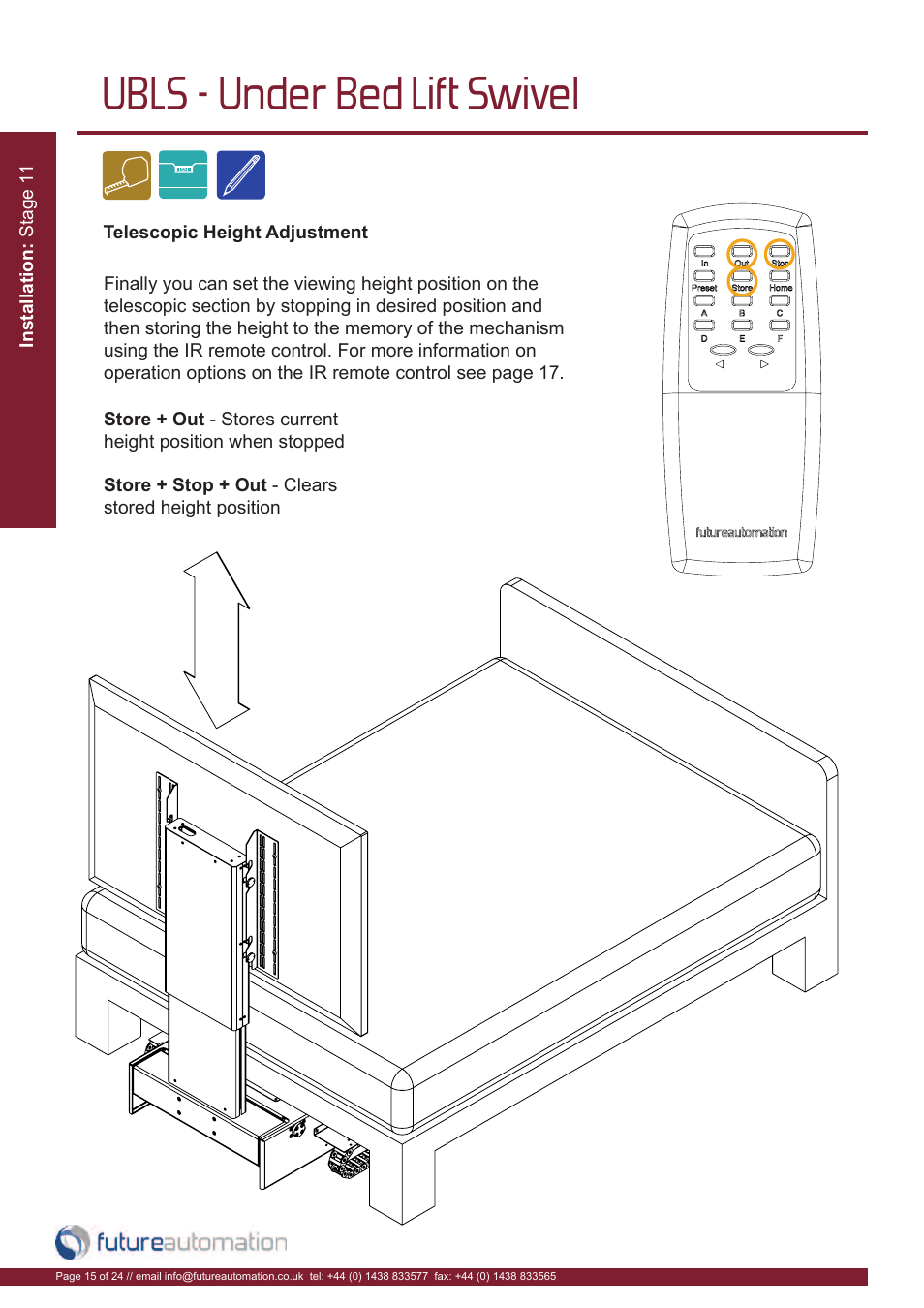 Ubls - under bed lift swivel | Future Automation UBLS User Manual | Page 16 / 26