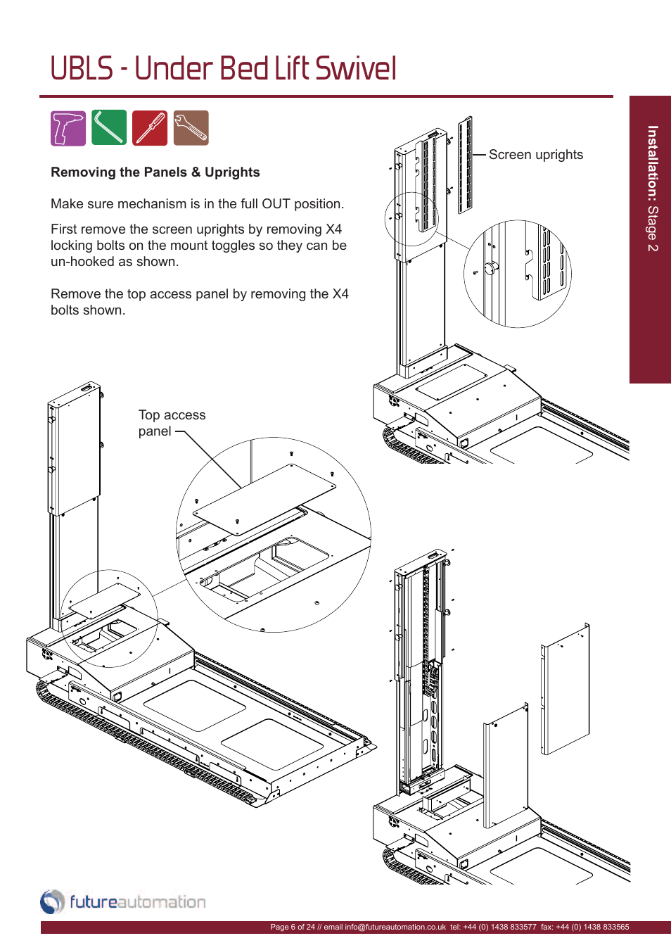 Ubls - under bed lift swivel | Future Automation UBLS User Manual | Page 7 / 26