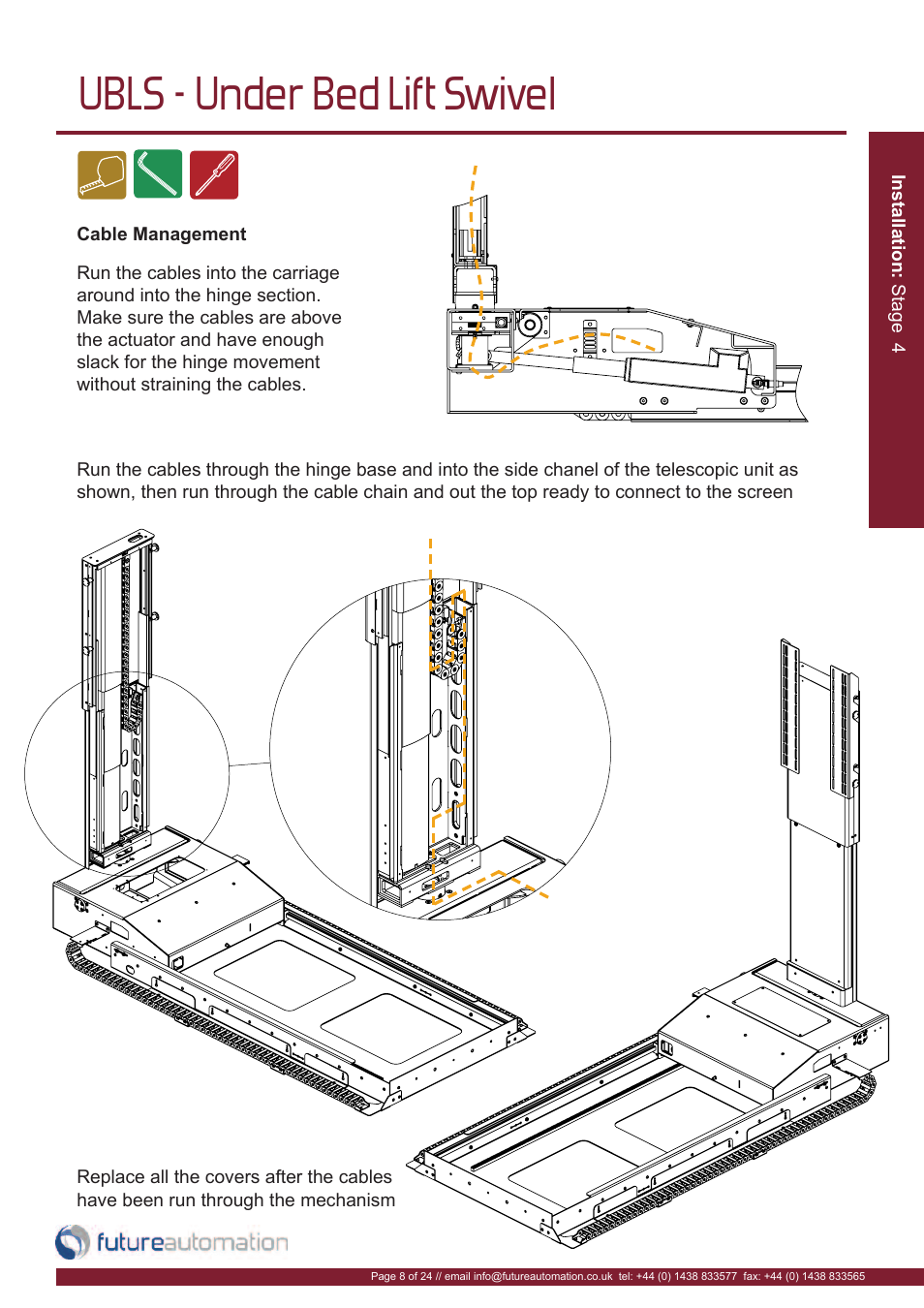 Ubls - under bed lift swivel | Future Automation UBLS User Manual | Page 9 / 26