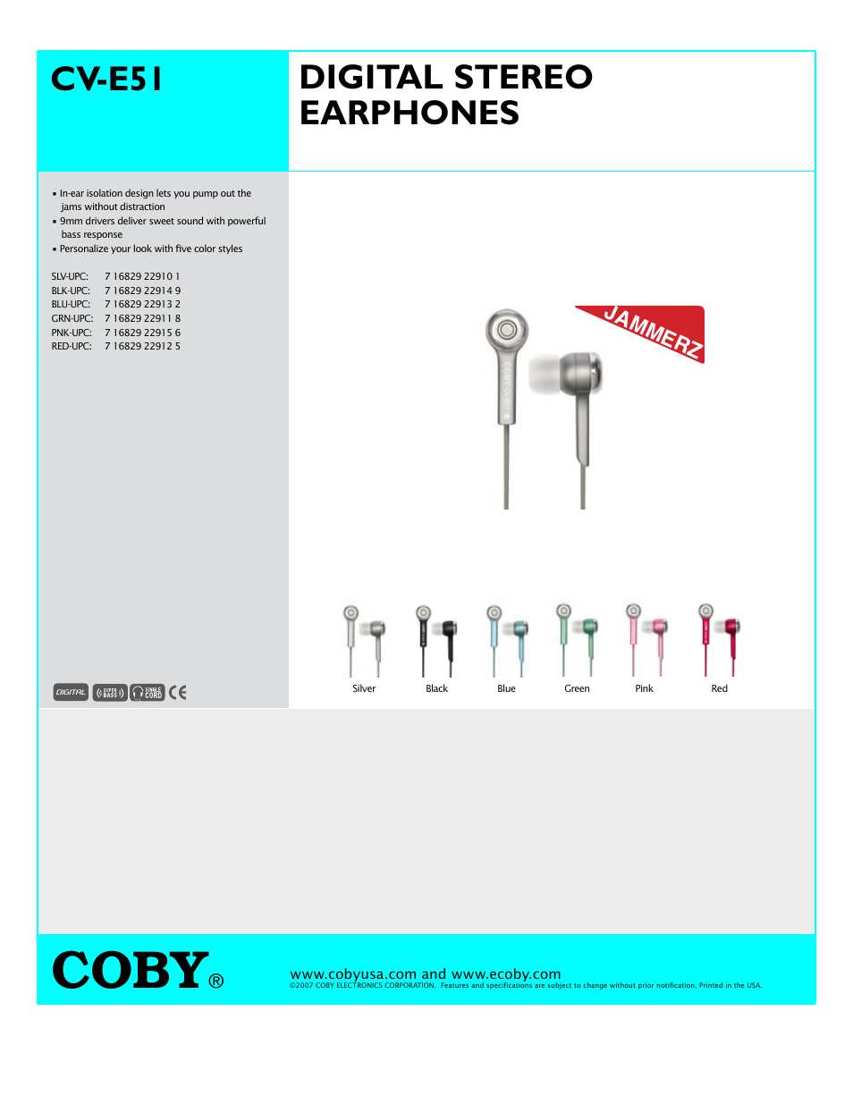 COBY CV-E51 User Manual | 1 page
