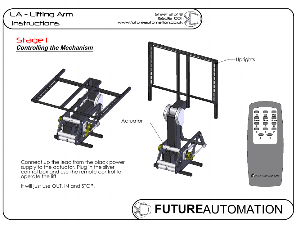 Drawing view20, Drawing view23, Drawing view24 | Future automation, Stage 1, La - lifting arm instructions | Future Automation LA User Manual | Page 3 / 8