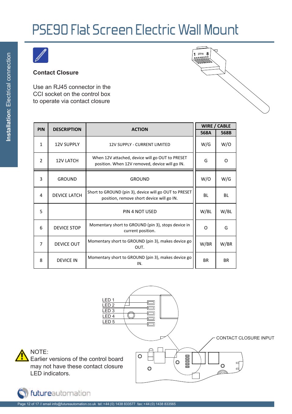 Pse90 flat screen electric wall mount | Future Automation PSE90 User Manual | Page 13 / 19