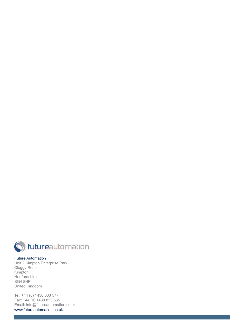 Future Automation PSE90 User Manual | Page 19 / 19