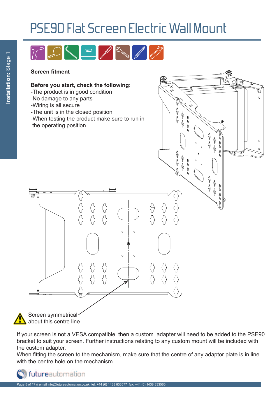 Pse90 flat screen electric wall mount | Future Automation PSE90 User Manual | Page 6 / 19