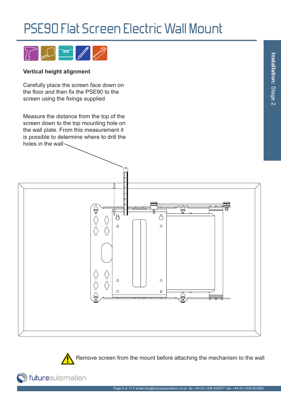 Pse90 flat screen electric wall mount | Future Automation PSE90 User Manual | Page 7 / 19
