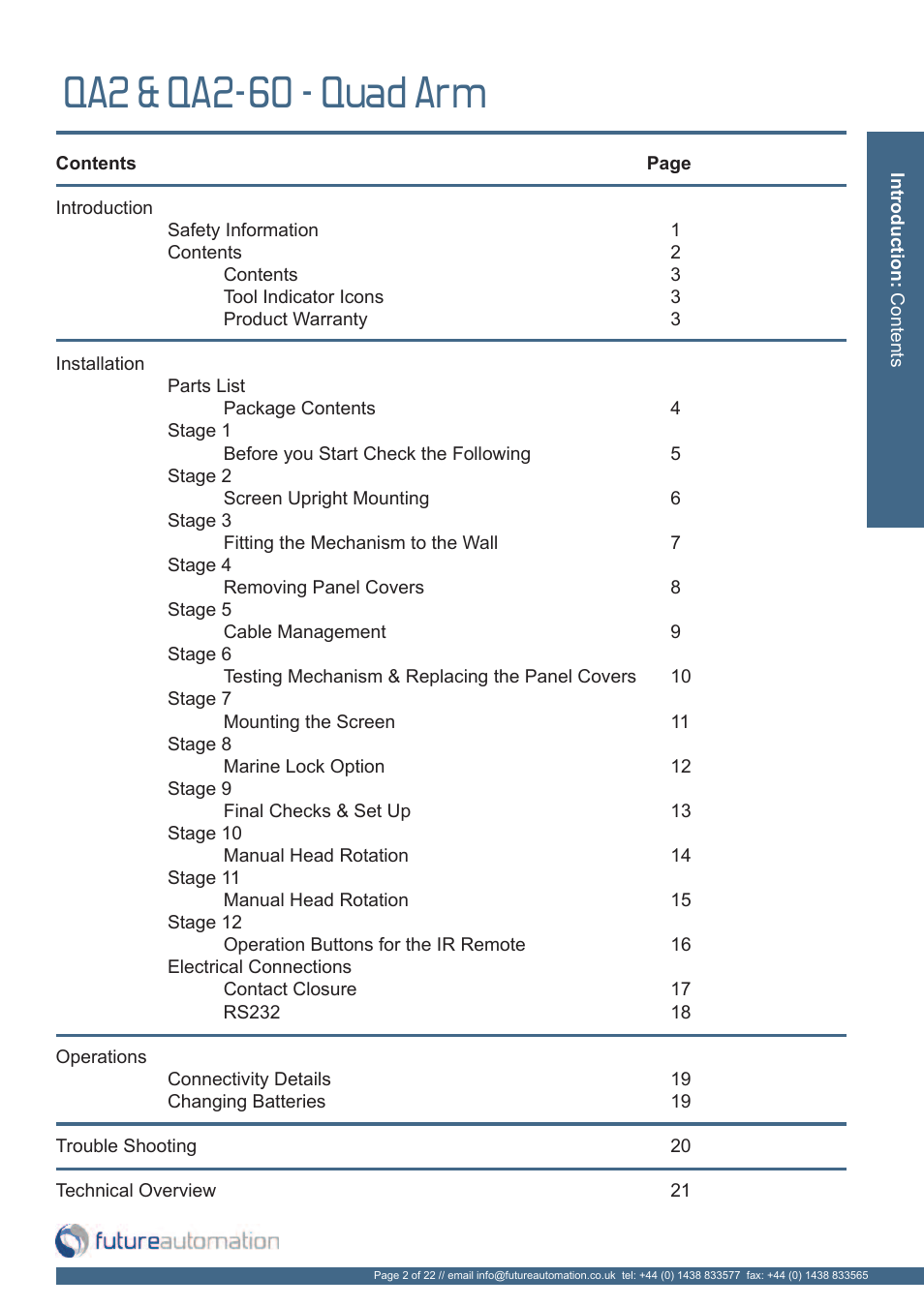 Qa2 & qa2-60 - quad arm | Future Automation QA2 User Manual | Page 3 / 24