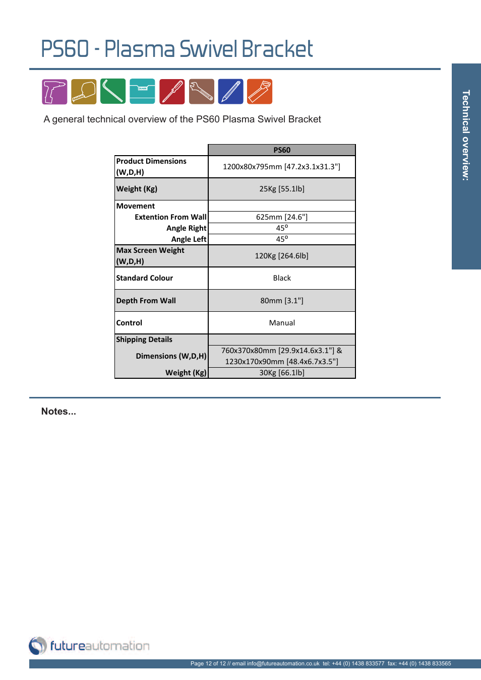Ps60 - plasma swivel bracket | Future Automation PS60 User Manual | Page 13 / 14