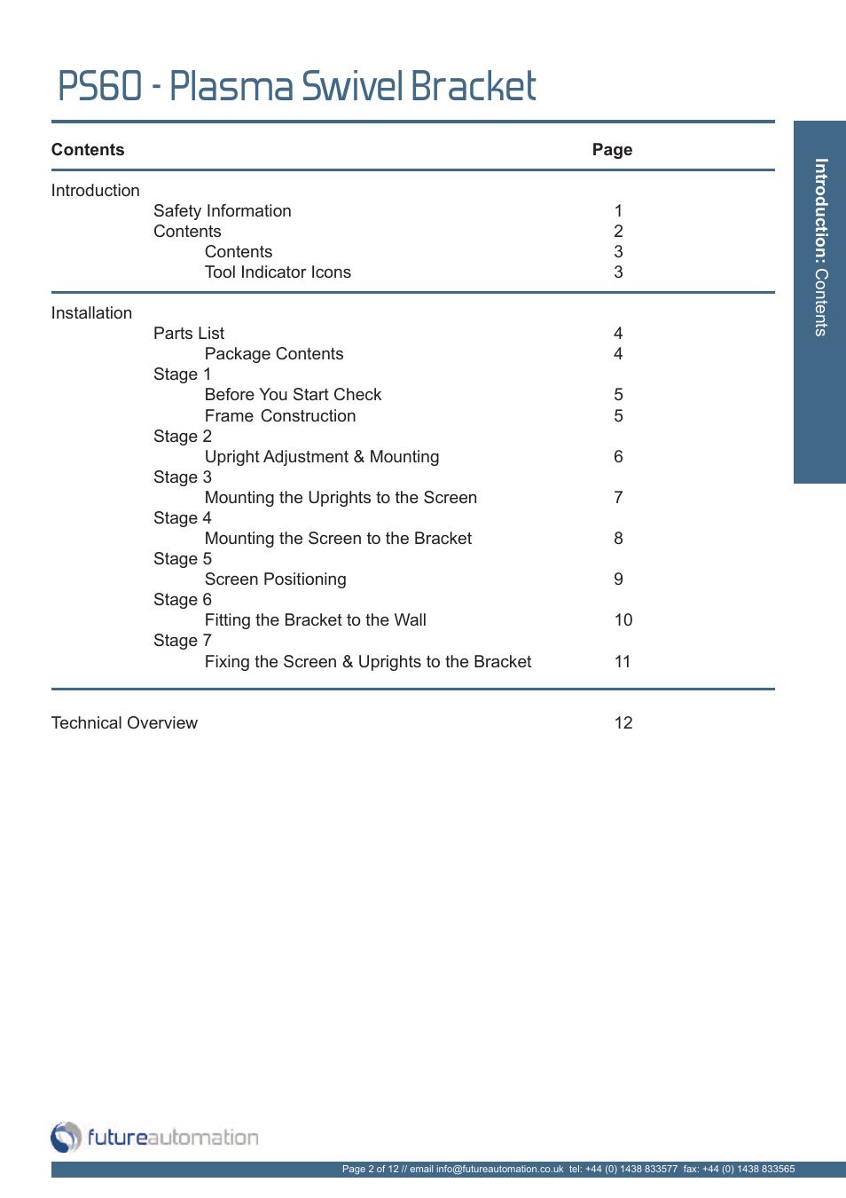 Ps60 - plasma swivel bracket | Future Automation PS60 User Manual | Page 3 / 14