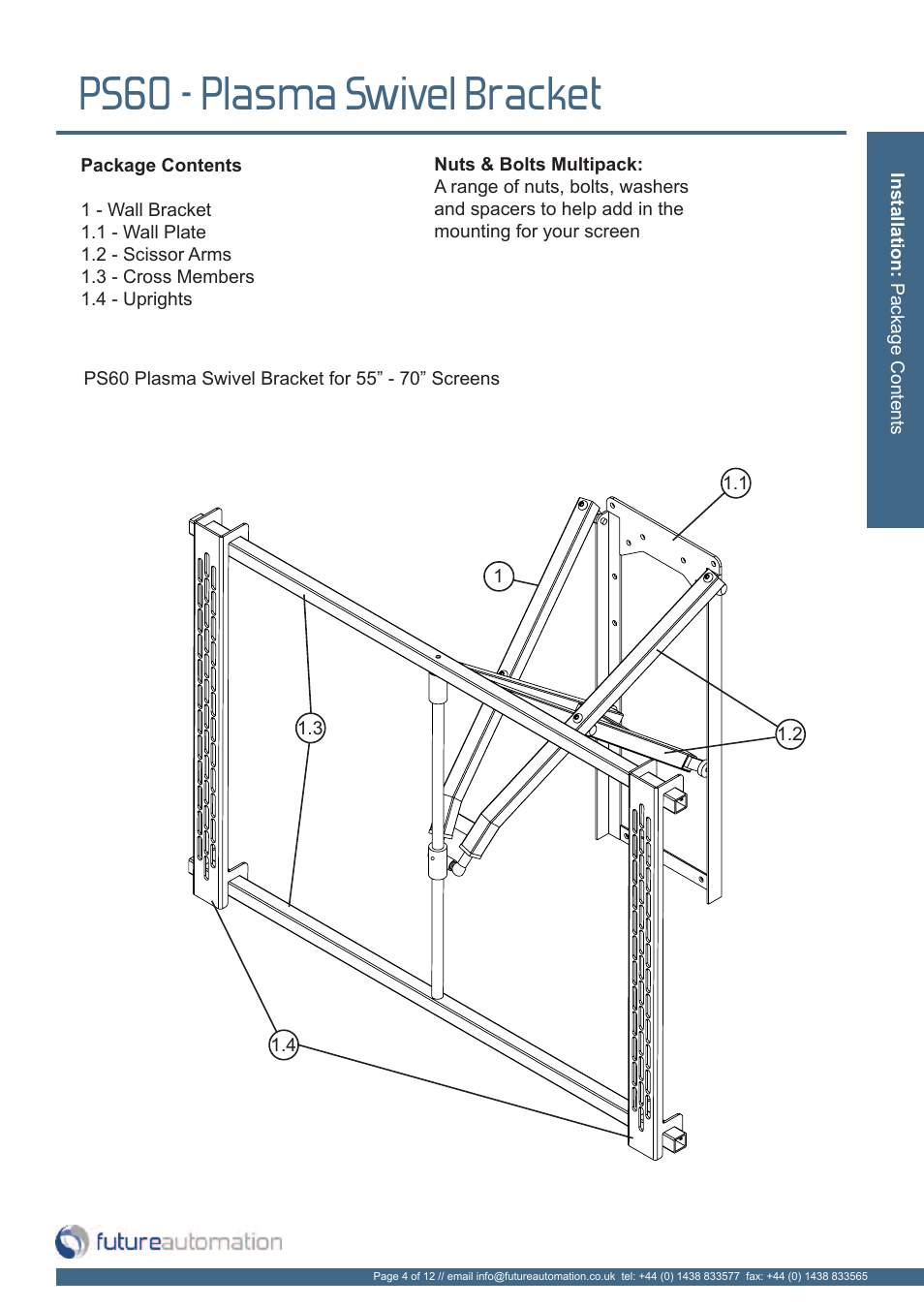Ps60 - plasma swivel bracket | Future Automation PS60 User Manual | Page 5 / 14