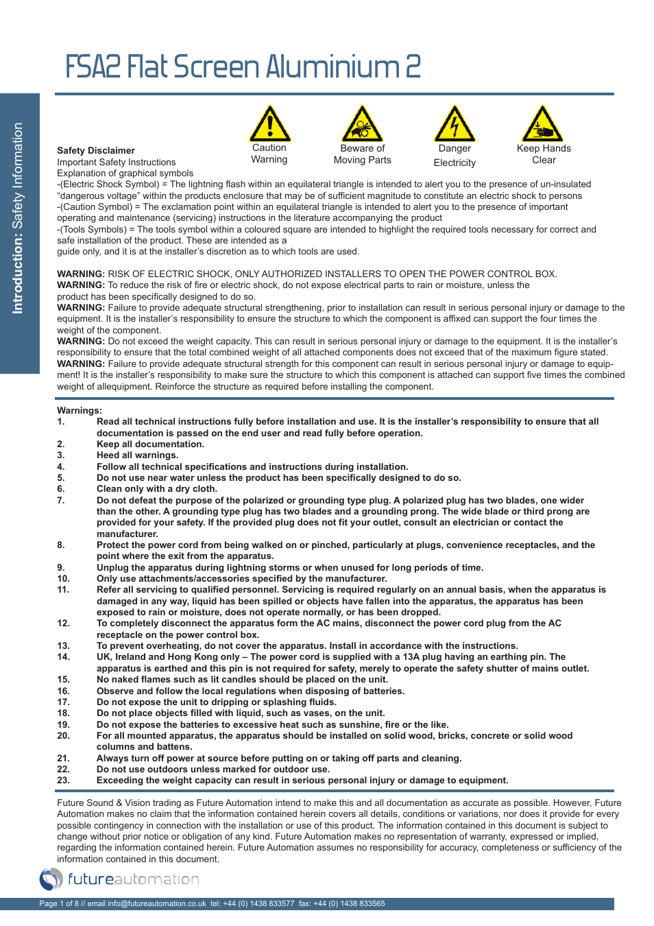 Fsa2 flat screen aluminium 2 | Future Automation FSA2 User Manual | Page 2 / 10