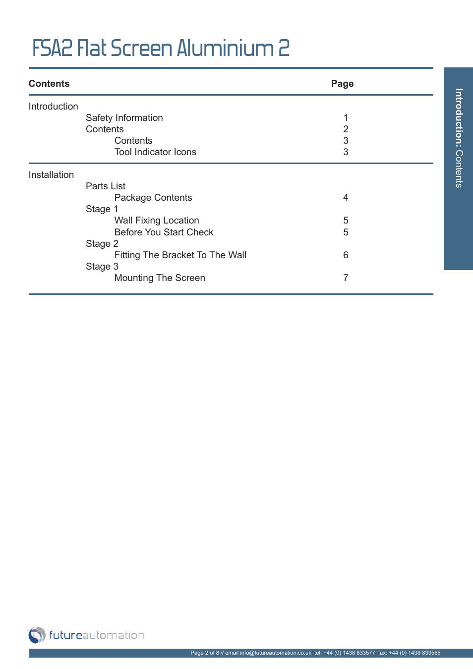 Fsa2 flat screen aluminium 2 | Future Automation FSA2 User Manual | Page 3 / 10