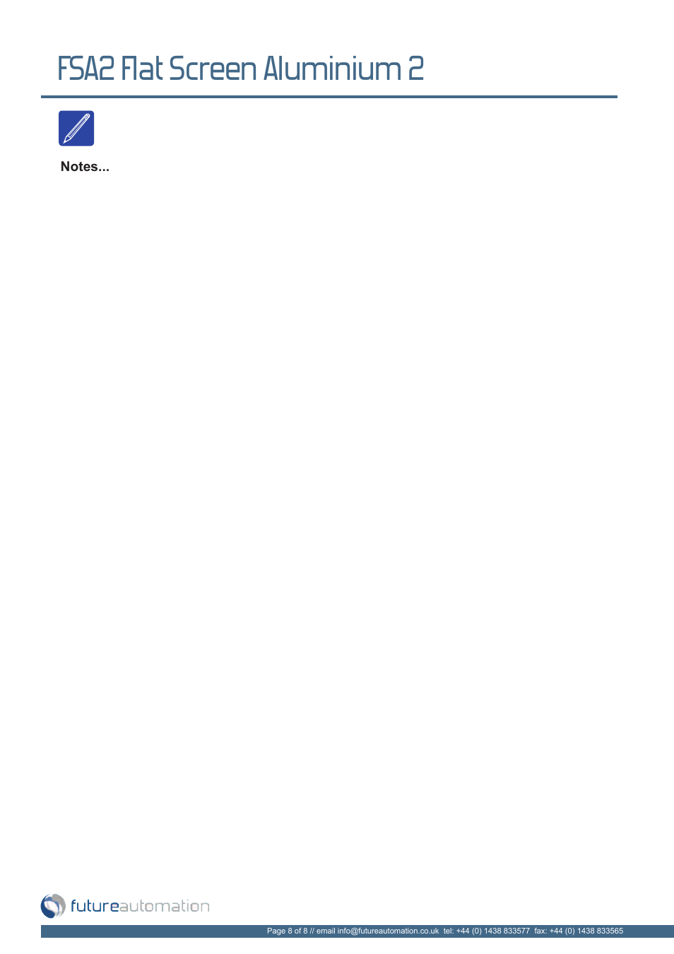 Fsa2 flat screen aluminium 2 | Future Automation FSA2 User Manual | Page 9 / 10
