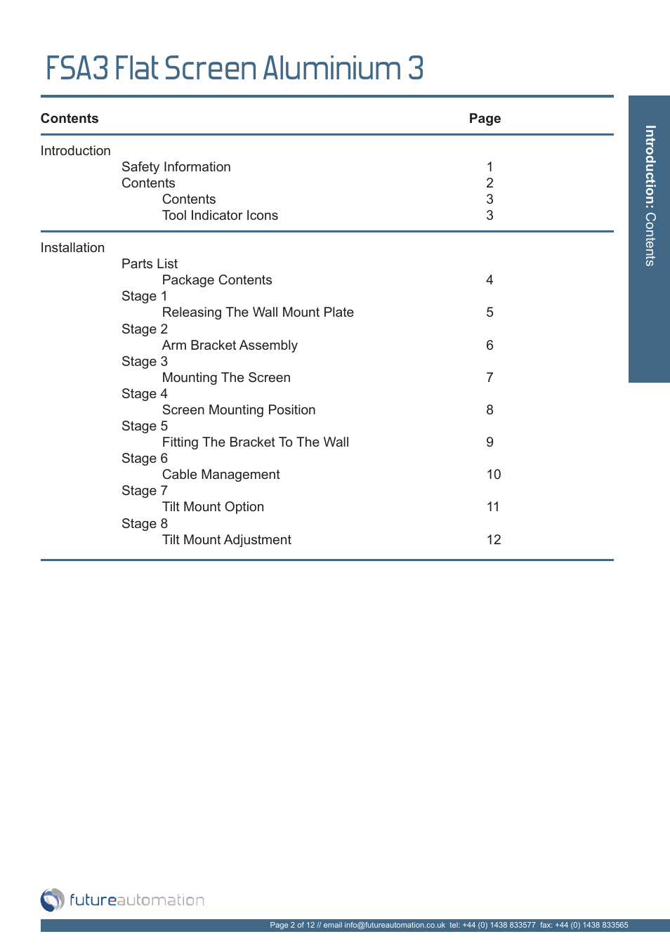 Fsa3 flat screen aluminium 3 | Future Automation FSA3 User Manual | Page 3 / 14