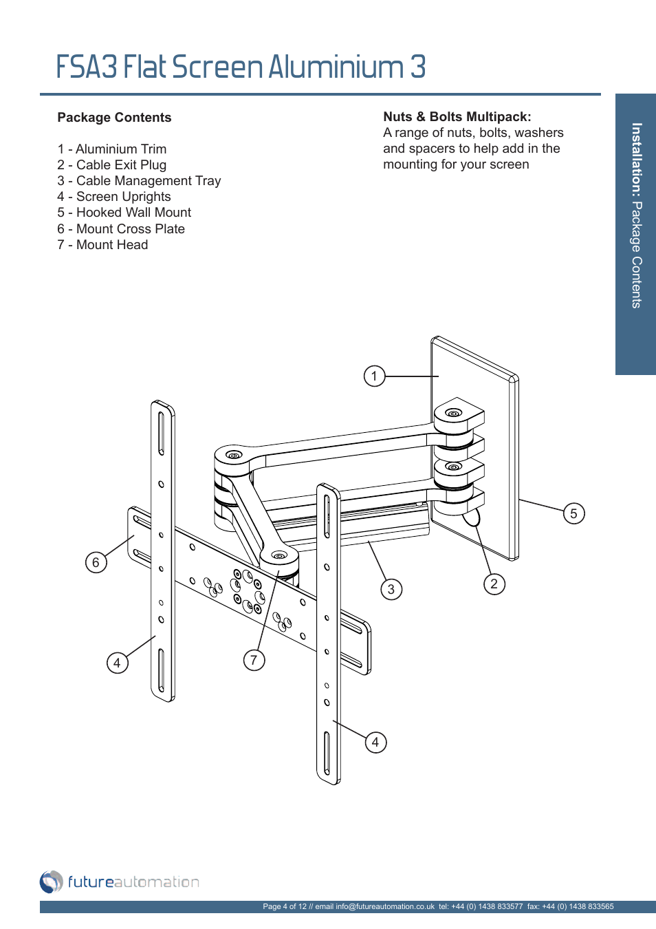 Fsa3 flat screen aluminium 3 | Future Automation FSA3 User Manual | Page 5 / 14