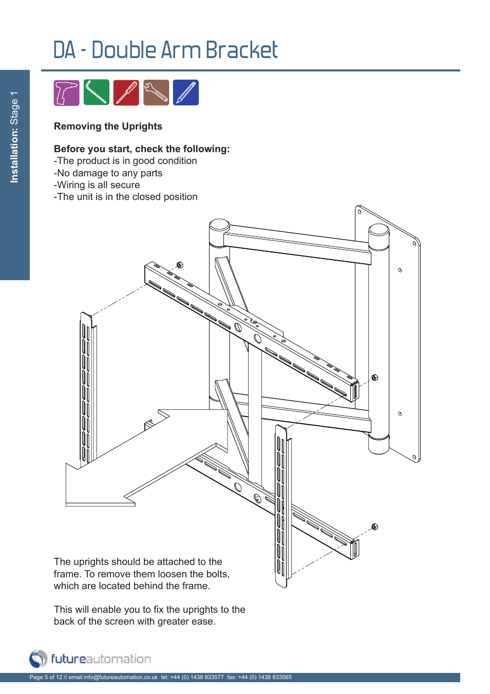 Da - double arm bracket | Future Automation DA User Manual | Page 6 / 14