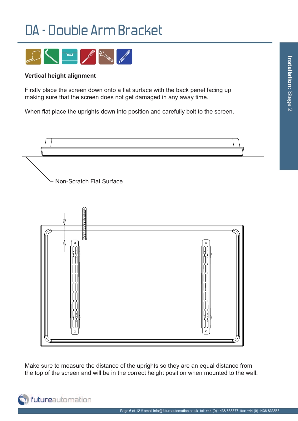 Da - double arm bracket | Future Automation DA User Manual | Page 7 / 14
