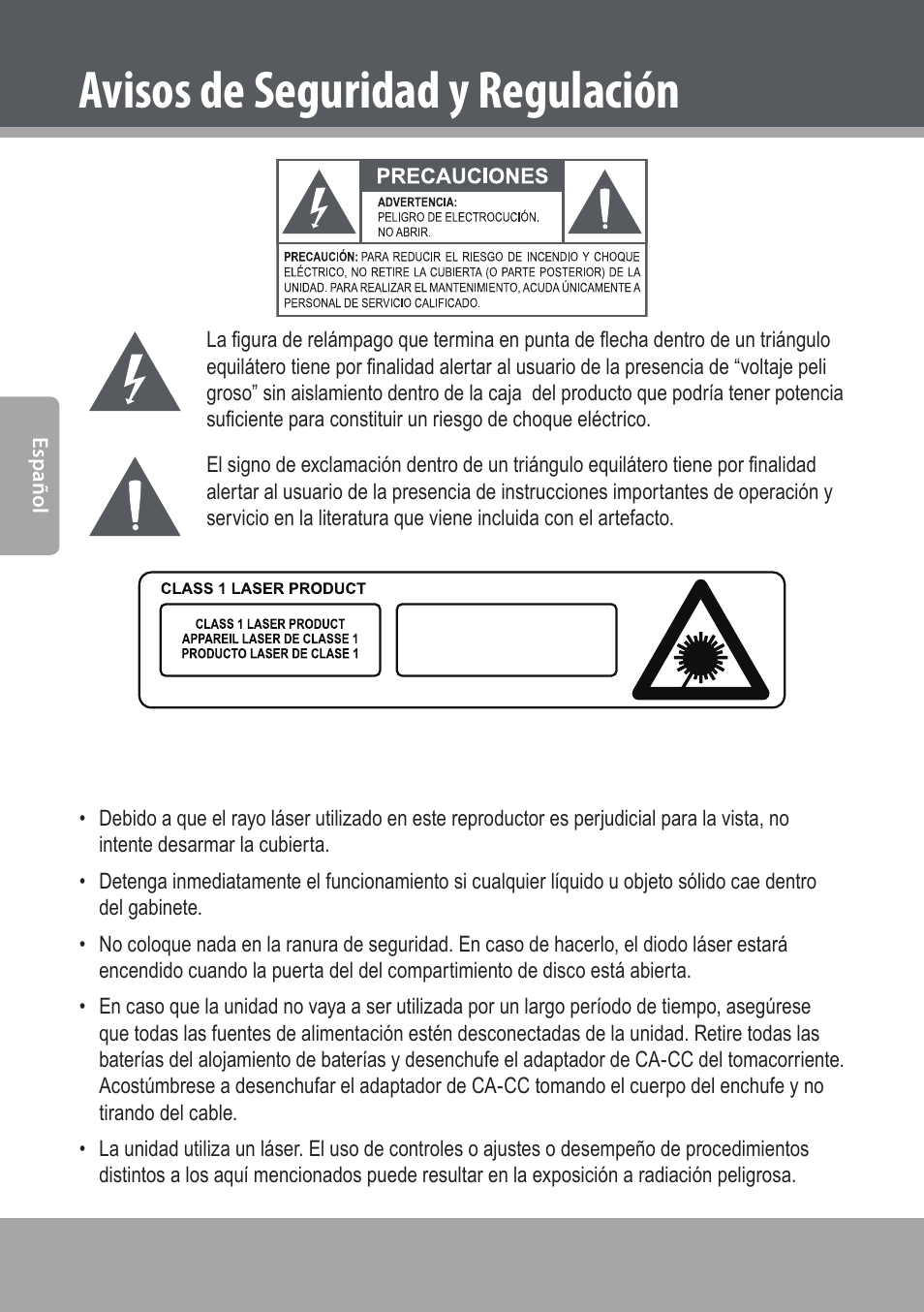 Avisos de seguridad y regulación | COBY electronic DVD938 User Manual | Page 114 / 180