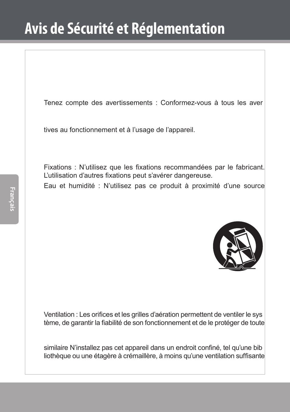 Avis de sécurité et réglementation, Consignes de sécurité importantes | COBY electronic DVD938 User Manual | Page 174 / 180