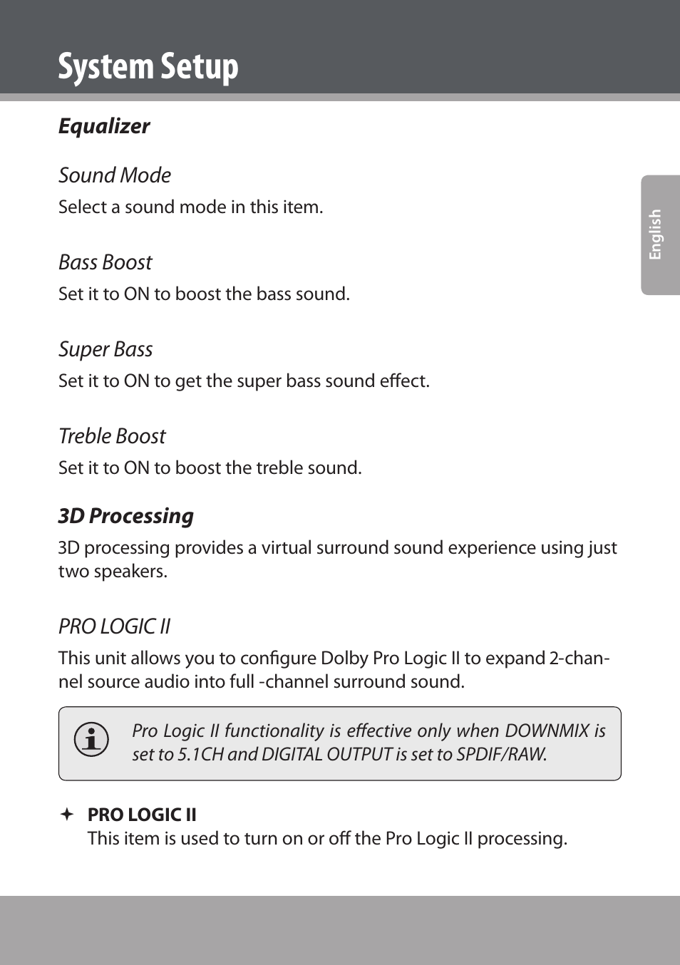 Equalizer, 3d processing, System setup | COBY electronic DVD938 User Manual | Page 41 / 180