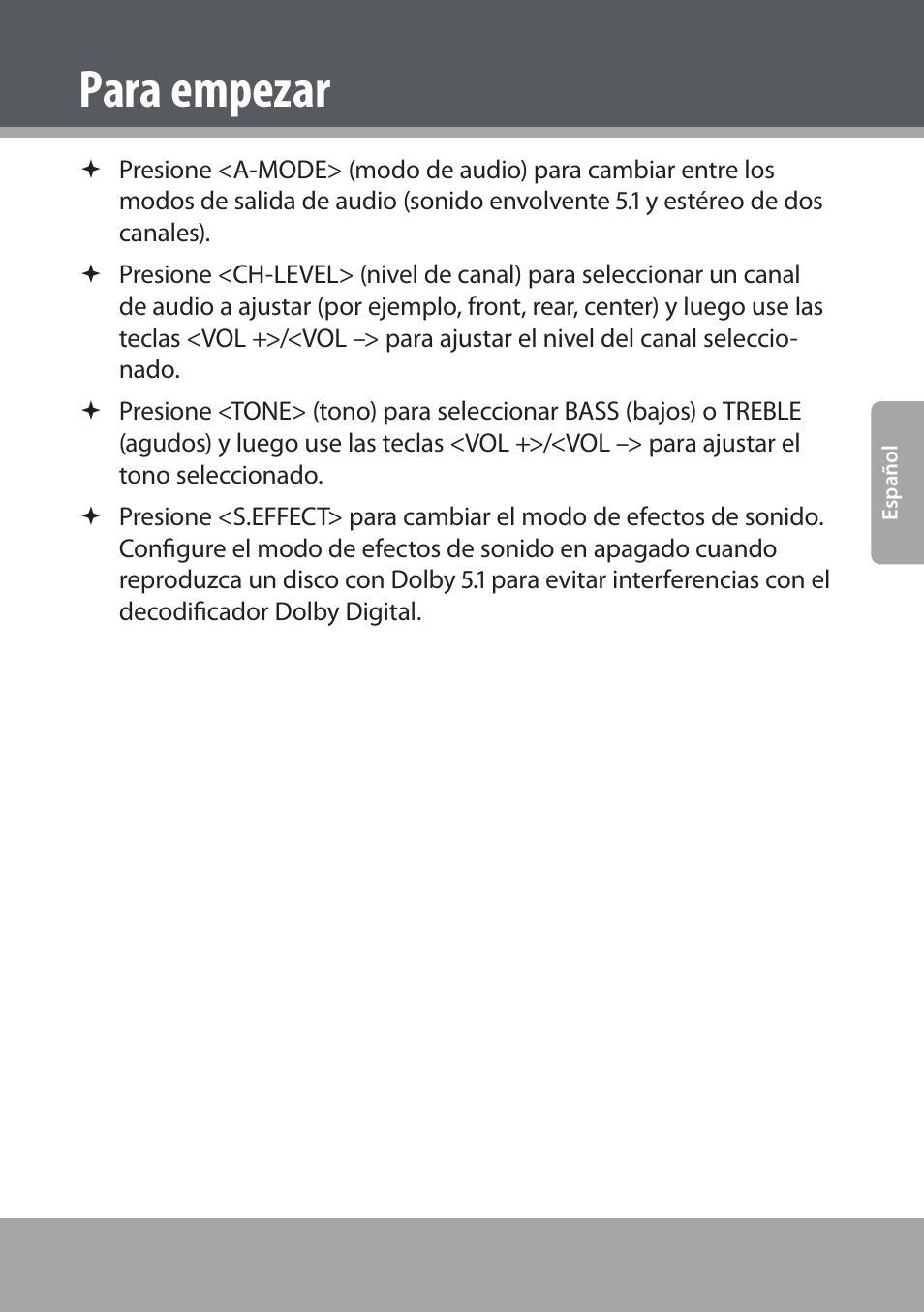 Para empezar | COBY electronic DVD938 User Manual | Page 87 / 180