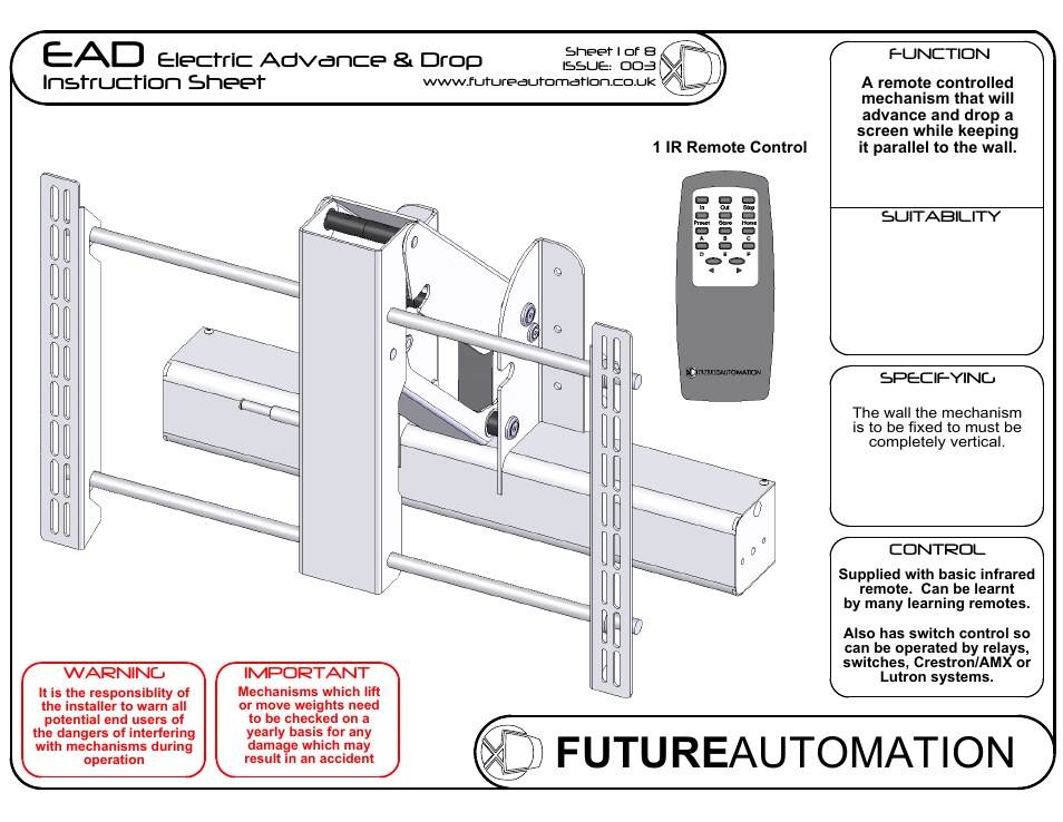 Future Automation EAD User Manual | 8 pages