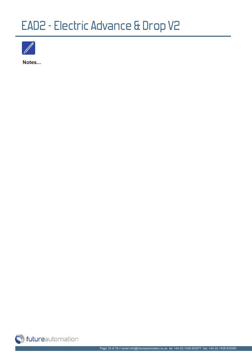 Ead2 - electric advance & drop v2 | Future Automation EAD2 User Manual | Page 19 / 20
