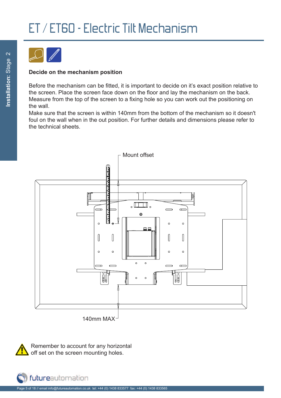 Et / et60 - electric tilt mechanism | Future Automation ET User Manual | Page 6 / 20