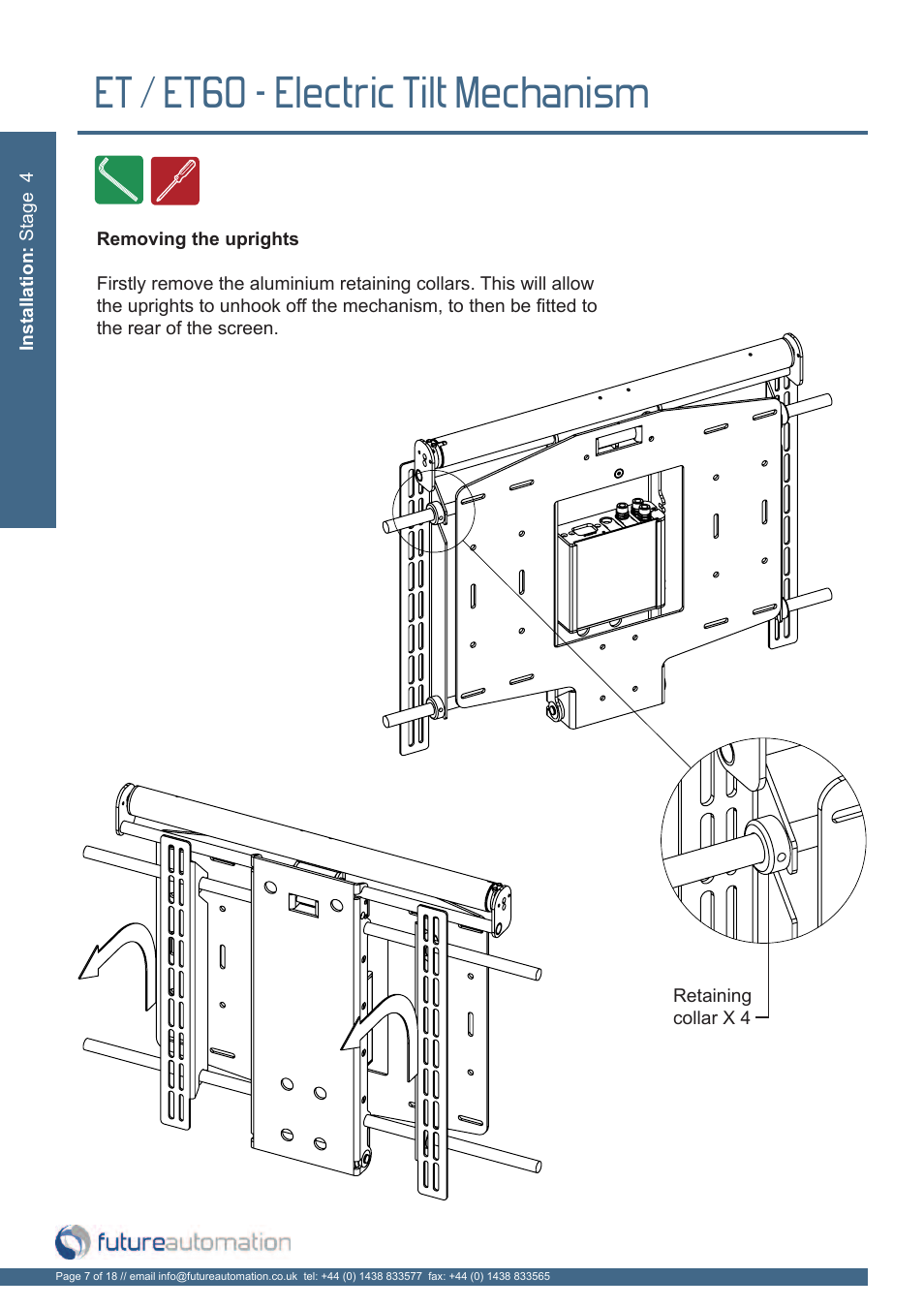Et / et60 - electric tilt mechanism | Future Automation ET User Manual | Page 8 / 20