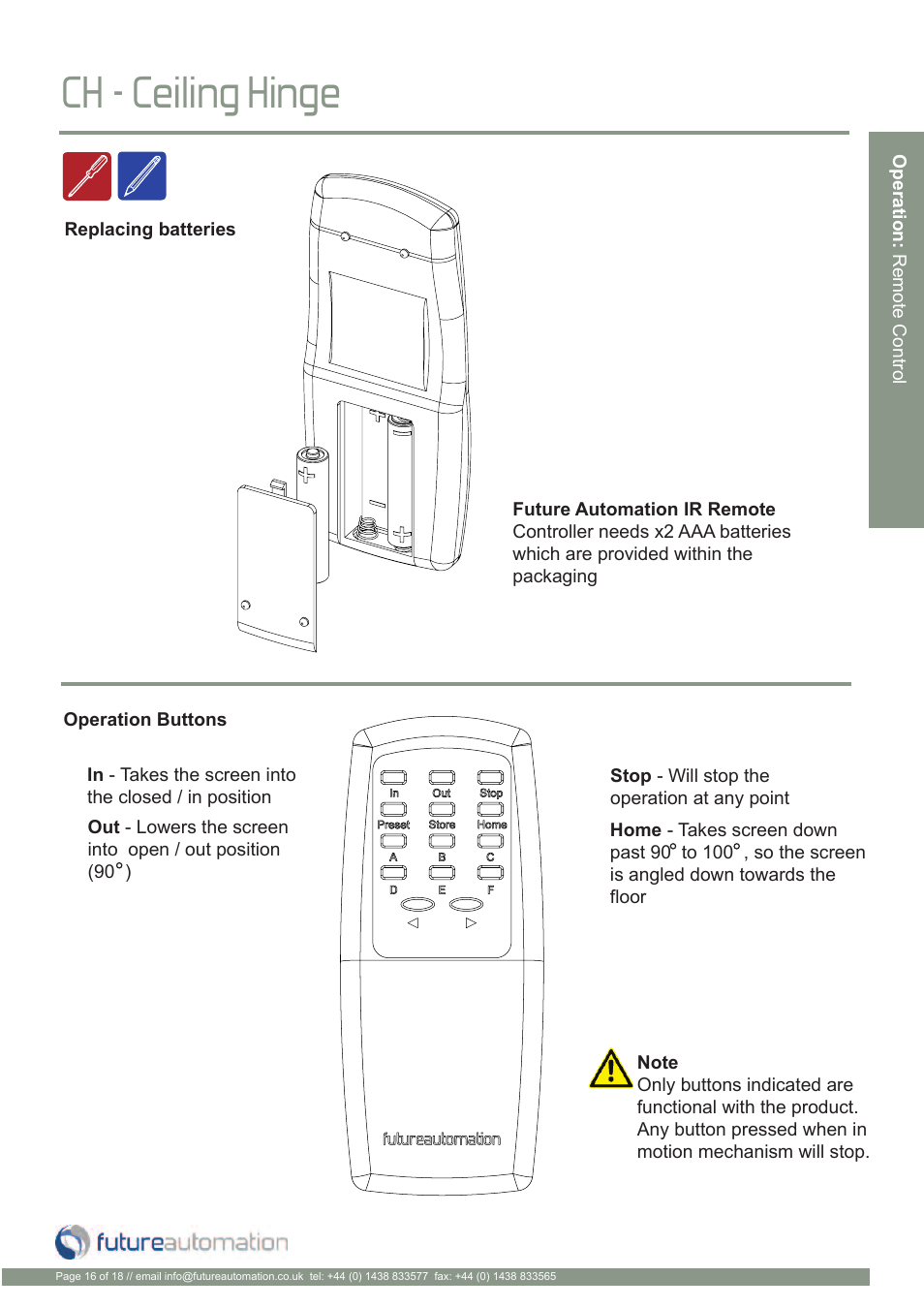 Ch - ceiling hinge | Future Automation CH User Manual | Page 17 / 20