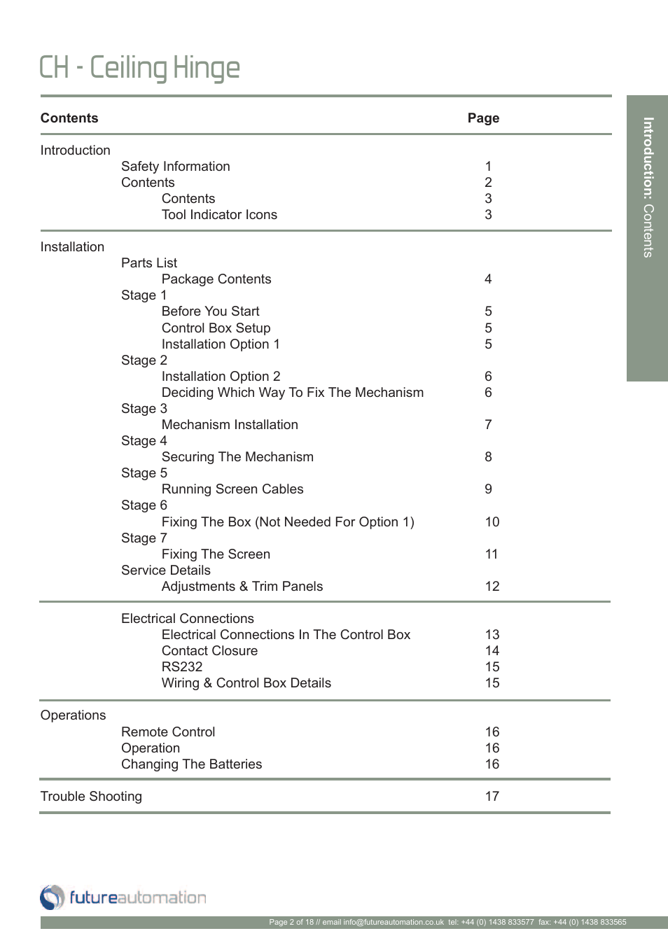 Ch - ceiling hinge | Future Automation CH User Manual | Page 3 / 20
