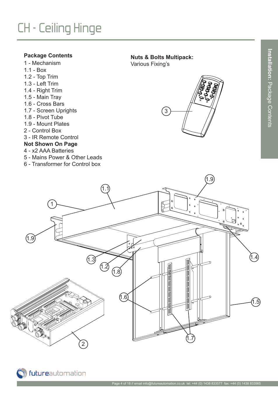Ch - ceiling hinge | Future Automation CH User Manual | Page 5 / 20