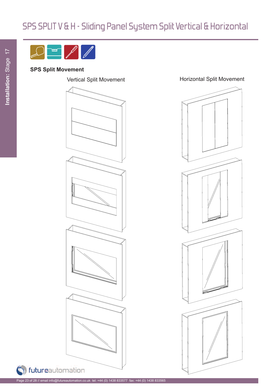 Sps split movement, Vertical split movement horizontal split movement | Future Automation SPS User Manual | Page 24 / 30