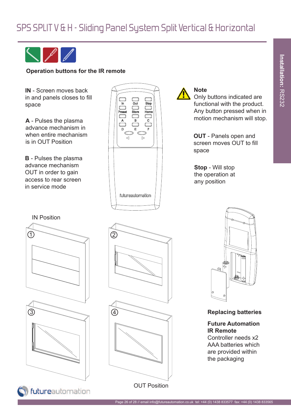 12 3 4 in position out position | Future Automation SPS User Manual | Page 27 / 30