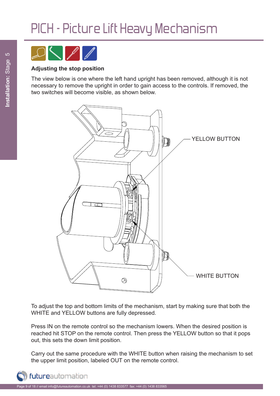 Pich - picture lift heavy mechanism | Future Automation PICH User Manual | Page 10 / 20