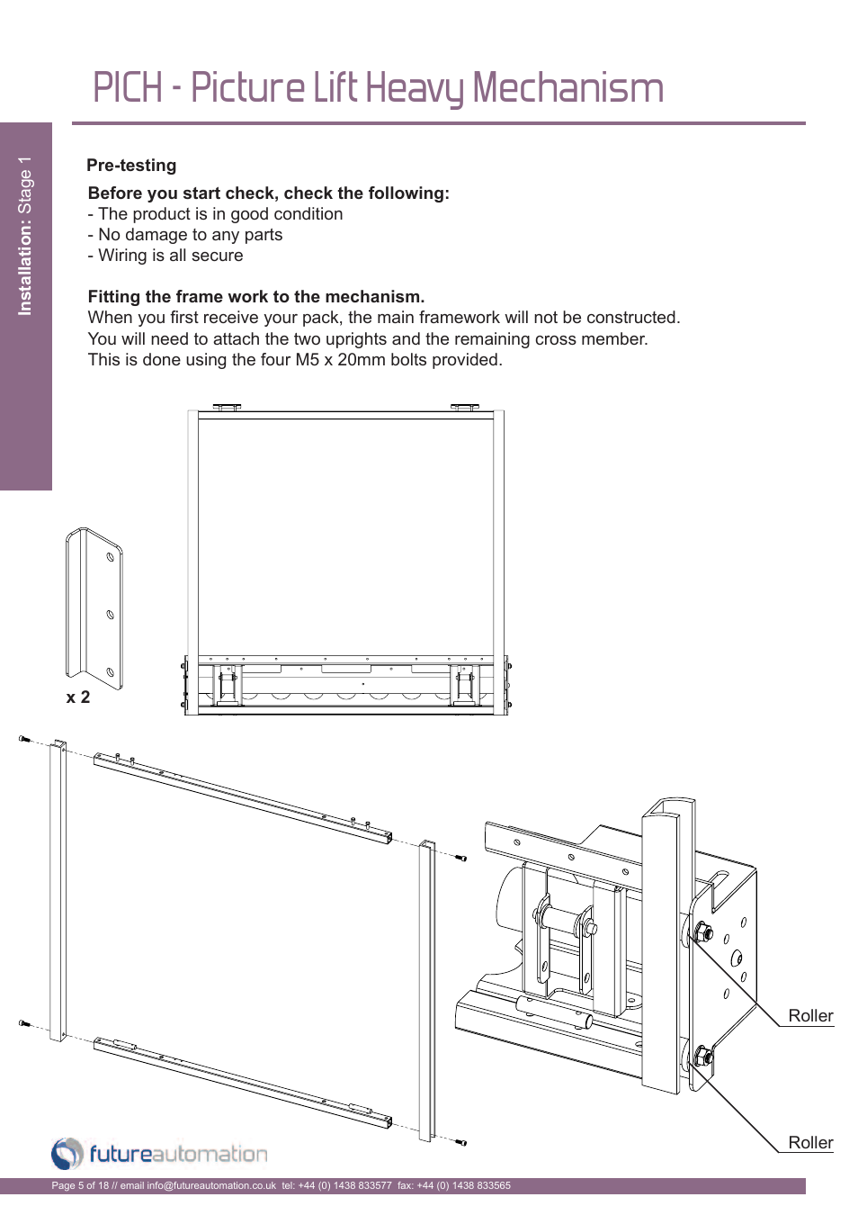 Pich - picture lift heavy mechanism | Future Automation PICH User Manual | Page 6 / 20