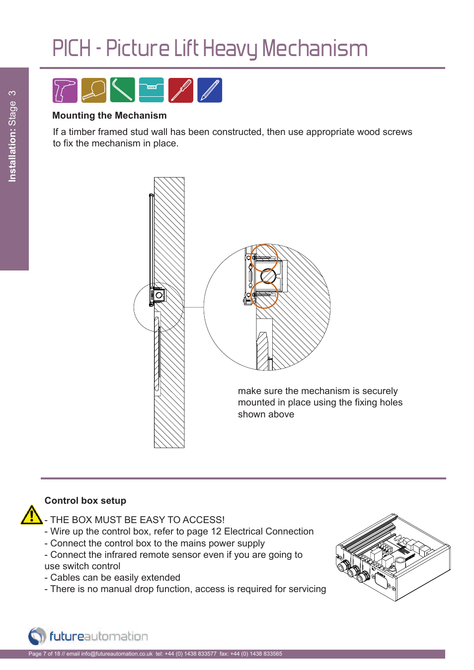 Pich - picture lift heavy mechanism | Future Automation PICH User Manual | Page 8 / 20