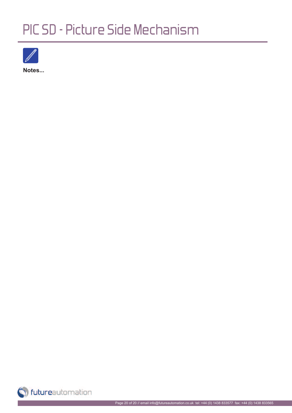 Pic sd - picture side mechanism | Future Automation PICSIDE User Manual | Page 21 / 22