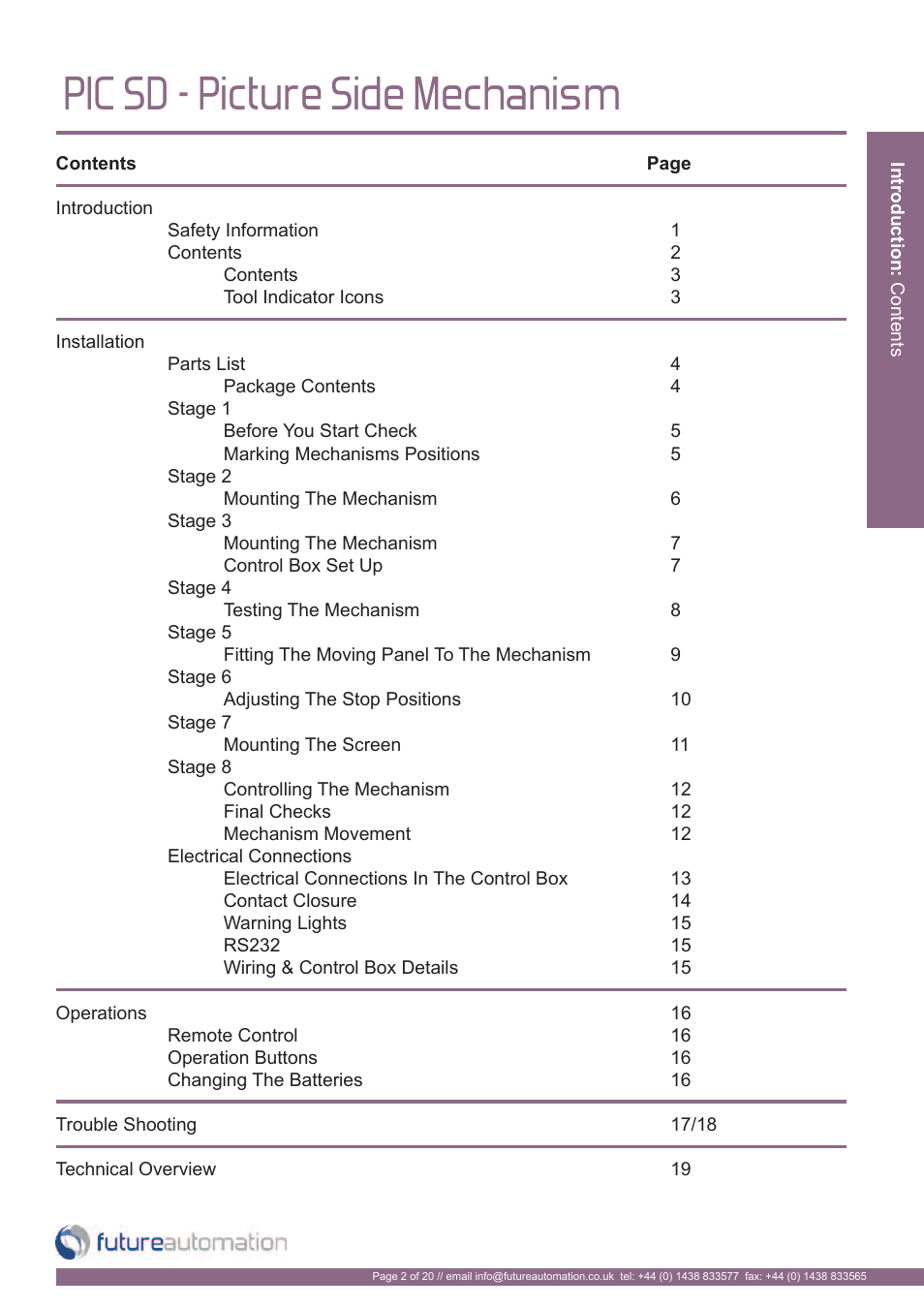 Pic sd - picture side mechanism | Future Automation PICSIDE User Manual | Page 3 / 22
