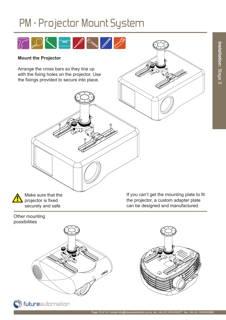 Pm - projector mount system | Future Automation PM User Manual | Page 11 / 16