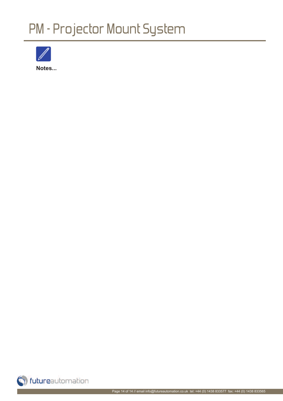 Pm - projector mount system | Future Automation PM User Manual | Page 15 / 16