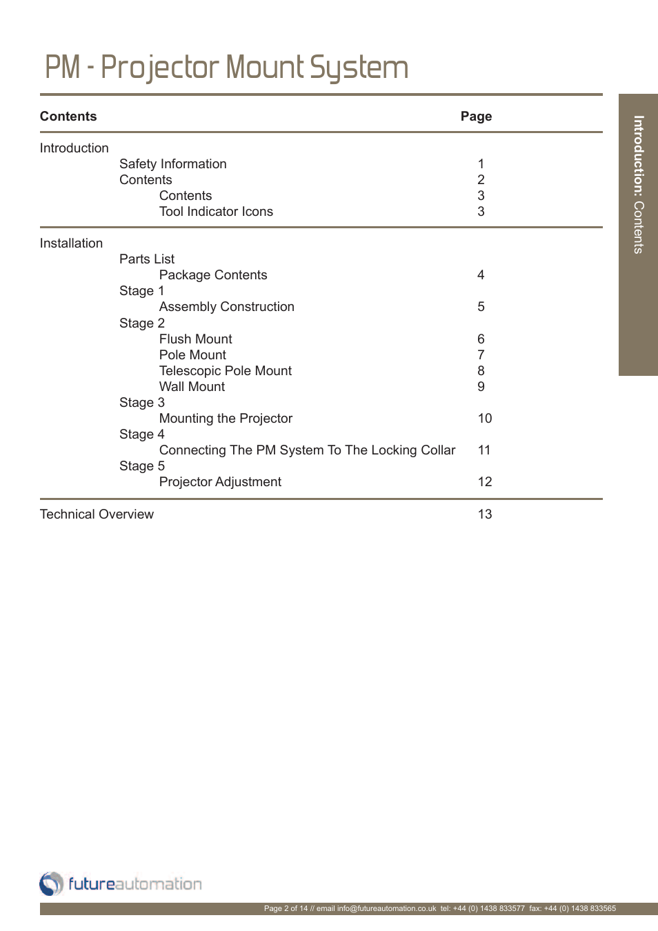 Pm - projector mount system | Future Automation PM User Manual | Page 3 / 16